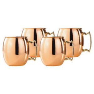 Tazas de Cobre Sólido Estilo Nórdico con Asa Geométrica Única, Juego de Vasos Moscow Mule de 500 ml, Taza de Cobre Resistente al Deslustre - Product Image 1