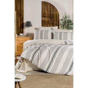 Nevresim Dünyası Ensemble de housse de couette double biologique Ligne anthracite - Product Image 1