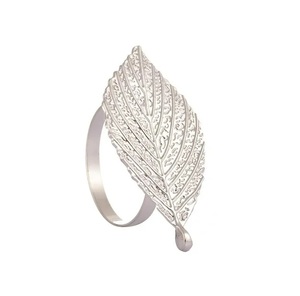 Handcrafted Leaf Design Napkin Holder Wedding Tabletop Decoration Accessories Metal Customized Finished Napkin Rings . - Product Image 4