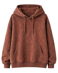 Sudadera con Capucha Marrón Lavada de Fabricante, Unisex, Estilo Urbano, Holgada, Sudadera con Capucha Lisa de Algodón y Felpa, Fabricante Personalizado - Product Image 1