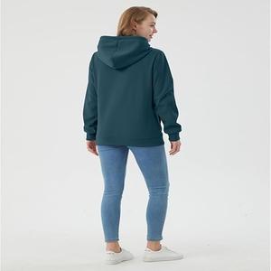 Sweat-shirt à capuche pour femme de haute qualité avec cordon de serrage, fermeture éclair, manches longues et coupe classique, couleur personnalisée, poids lourd, uni teint - Product Image 2
