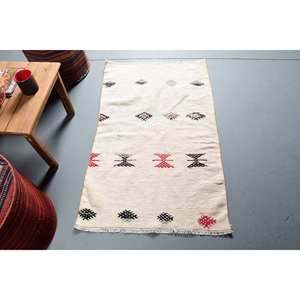 Alfombra turca Beige Bohemia Vintage, 2,5x4 pies, área grande, retales de lana, respaldo de látex, abstracto para pasillo, habitación, cabecera - Product Image 1