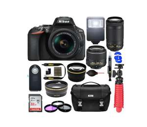 Paquete de Lentes con Zoom Dual para Cámara DSLR NIK-KONN D5600, Cámara de 24.2MP AF-P DX 18-55mm 70-300mm + Kit Completo de Accesorios, Garantía de 3 Años, Origen Estadounidense - Product Image 1