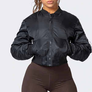 Veste de gymnastique courte imperméable de haute qualité personnalisée OEM pour hommes femmes nouveau design de bombardier de vol respirant brodé grande taille - Product Image 1
