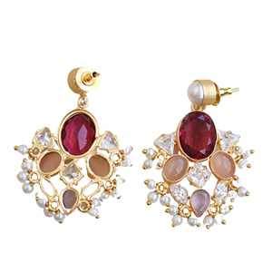 Pendientes de Latón de Moda para Exportación, Pendientes de Piedra Orgánica de Circonio al por Mayor, Chapados en Oro de Alto Pulido, Libres de Níquel, Duraderos, Listos para Enviar - Product Image 3