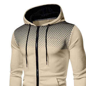 Conjunto Deportivo Ligero con Capucha para Hombre, Diseño de Puntos Beige y Negro, Cordón Ajustable, Pantalones de Manga Larga, Dos Piezas, Estilo Casual para Otoño - Product Image 2