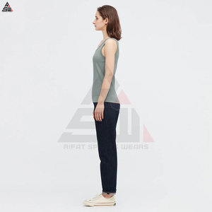 Débardeur sans manches pour femme, veste de sport côtelée, logo sexy sur le devant, 100% coton, séchage rapide, léger - Product Image 2