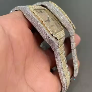 Fully VVS clarity Moissanite Diamond Watch Custom Hip Hop Style Mechanical <b>Square</b> Dial Stainless Steel Pass Diamond Tester watch - Product Image 3