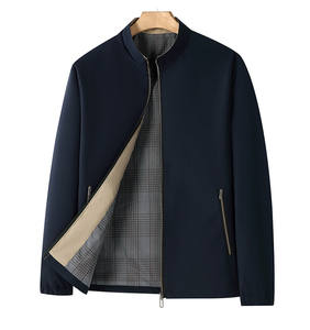 Chaqueta de Safari delgada para hombre, cierre de cremallera, invierno, peso pesado, forro polar grueso, acolchado, cálido, cuello alto, negocios formales - Product Image 1