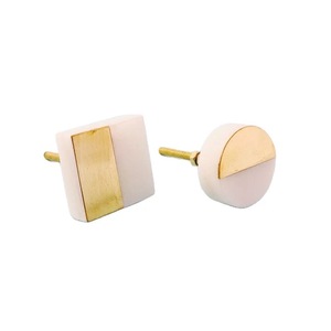 Nouveaux fabricants de luxe vendent des poignées de tiroir simples en laiton, boutons de porte en pierre de marbre, quincaillerie ronde pour armoire - Product Image 1