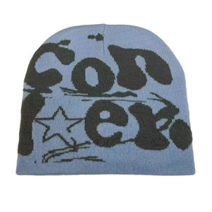 Gorro de esquí acrílico Unisex de algodón 100%, gorro de Jacquard con logotipo bordado personalizado, gorro de punto sin puños cálido de invierno con estampado completo - Product Image 4