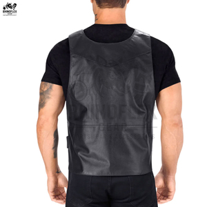 Buena calidad 100% cuero hecho nuevo diseño transpirable Chaleco de cuero de moda precio razonable hombres ropa Chaleco de cuero - Product Image 3