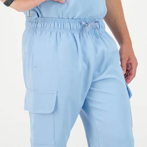 Uniformes Médicos Unisex de Primera Calidad al por Mayor, Tejido Elástico de Poliéster y Spandex, Ropa de Trabajo Cómoda, Conjunto con Múltiples Bolsillos, Color Azul Marino - Product Image 4