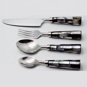 Modern Design <b>MOP</b> <b>Handle</b> Handmade & Stainless Steel Kitchen Flatware Set of 4 Cutlery Set Flatware Sets - Product Image 4