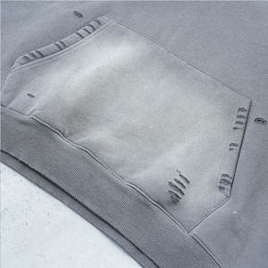 Sweat-shirt à capuche en coton 100% avec lavage à l'acide et teinture personnalisée OEM, doublé en molleton, imprimé à l'écran, logo personnalisé, automne, homme - Product Image 5