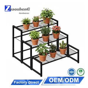 Estante para Plantas Ajustable <span class=keywords><strong>de</strong></span> Fábrica OEM, Soporte para <span class=keywords><strong>Macetas</strong></span> <span class=keywords><strong>de</strong></span> Jardín, Exhibidor <span class=keywords><strong>de</strong></span> 3 Niveles, Soporte Metálico para Plantas <span class=keywords><strong>de</strong></span> Interior y Exterior - Product Image 1