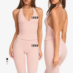 Women's Professional Factory-Made Gym Sports Wear Quick Dry Breathable 3-Pc Yoga Set with Seamless Solid Pattern Yoga Sets - Product Image 5