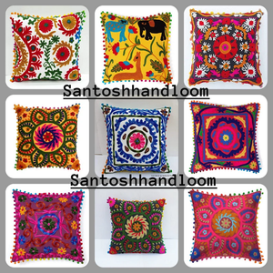 Wholesale Trending Indian Embroidered Hand Work Suzani Cushion <b>Cover</b> <b>Throw</b> Ethnic Boho Hippie Decorative Pillow Cases - Product Image 2