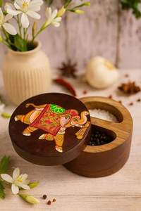 กล่องเก็บเครื่องเทศในครัวทำจากไม้ พร้อมช่องแบ่งสำหรับการใช้งานในครัวเรือน กล่องใส่เครื่องเทศไม้สวยงามจาก AALIYAN IMPEX - Product Image 6