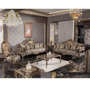 <b>Antique</b> Polished Rococo Living Room Sofa Set Royal Carved Mat Living Room Sofa Set Spanish Style Luxury Carved Sofa Set - Product Image 1