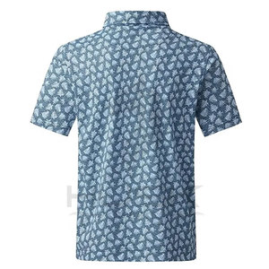 Men's Casual Golf for Polo Shirt Custom Full Printed Logo Short Sleeve High Quality Polyester Spandex Knitted <b>Fabric</b> - Product Image 5