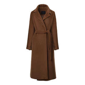 Manteaux longs en laine pour femmes, tendance automne-hiver, couleur unie, fermeture décontractée, vêtements d'extérieur doublés de soie - Product Image 4