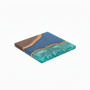 Ensemble de sous-verres modernes et durables en bois et résine |   Sous-verres en résine époxy polie faits à la main, formes personnalisables |   Sous-verres à café de qualité supérieure - Product Image 4