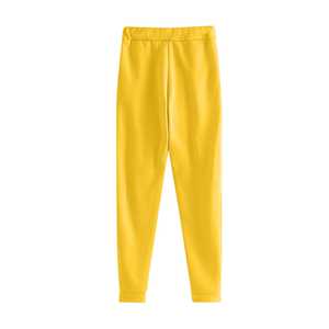Survêtements de sport unisexes écologiques respirants en molleton 100 % coton, couleur unie, avec sweat à capuche à manches longues et pantalon de survêtement jaune - Product Image 4