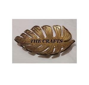 Plateau de service à feuilles en aluminium couleur or taille et forme personnalisées plateau décoratif à feuilles à vendre - Product Image 5