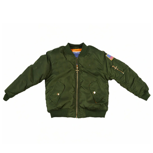 Blouson d'hiver en laine pour enfants avec fermeture éclair Blanc & Marron Fabriqué par Antom Enterprises - Product Image 1