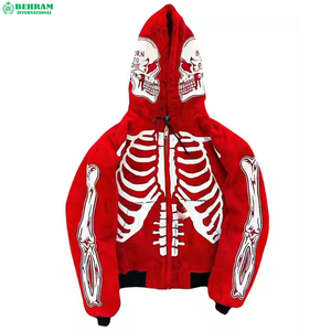Sweat-shirts à capuche zippés 2024, entièrement imprimés, à épaules tombantes, poids lourd 500 GSM, 100% coton, séchage rapide, respirants - Product Image 2