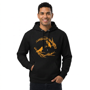 Sweat-shirt à capuche noir pour homme avec imprimé d'oiseaux jaunes, pull en polaire décontracté, vêtement d'automne - Product Image 3