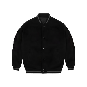 Veste universitaire de style High Street à la mode personnalisée OEM pour hommes, veste de baseball respirante avec patchs de broderie sur pied, vente à chaud dans la rue - Product Image 1