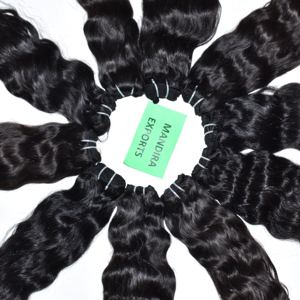 100% Extensiones de cabello de templo indio Virgen sin procesar Color negro ondulado Remy encaje atado 9A Onda natural ondulado encaje frontal humano - Product Image 4