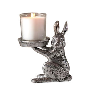 Antq Gold Bunny Rabbit Hare Portavelas de metal Estilo vintage Linterna de aluminio para Pascua y tarros de velas de metal de primavera - Product Image 5