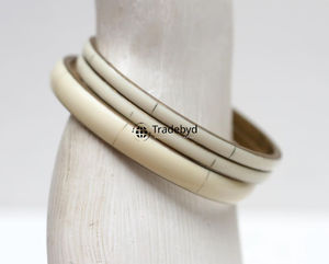 กำไลข้อมือฝังกระดูกแท้ งานฝีมือชั้นสูง เครื่องประดับแฟชั่น พร้อมกรอบแบบ Bezel Setting สำหรับทุกเพศ เหมาะสำหรับเป็นของขวัญ Tradebyd - Product Image 1