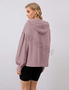 2025 ropa de otoño para mujer, suéter con capucha con logotipo personalizado para mujer, sudaderas informales con capucha de color sólido en blanco - Product Image 3