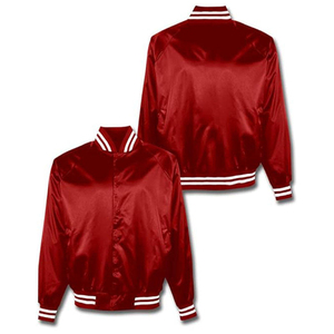 Collection de vestes bomber universitaires en satin personnalisables, bordure côtelée rayée, boutons-pression, style sportif unisexe, style baseball, veste de lettreman - Product Image 5