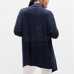 Premium Quality Women's Yoga Wrap Cardigan Spandex/Nylon Loose Fit Breathable New Design with Quick Dry Feature and Front Logo - Product Image 2