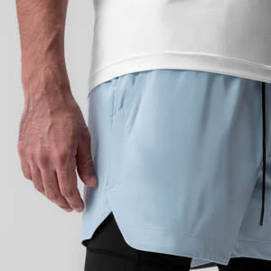 Quick Dry 2 In 1 Fitness <b>Shorts</b> For <b>Men</b> <b>With</b> Stretch Fabric And <b>Zipper</b> Storage - Product Image 3