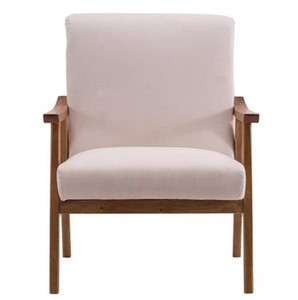 เก้าอี้ทรงอาร์มแชร์ ไม้สักสีธรรมชาติ พร้อมเบาะนั่งสีขาว - Product Image 4