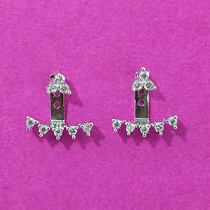 Mayoristas de joyería artificial en la India Zirconia cúbica pendiente clásico con rodio 2 tonos chapado - Product Image 2