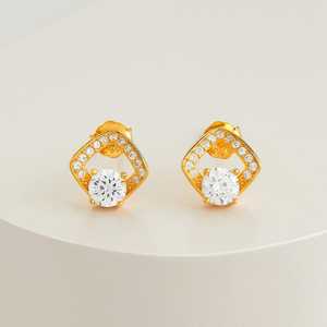 92.5 <b>Silver</b> <b>Stud</b> <b>Earrings</b> Geometric Design for Wedding Occasions-191346 - Product Image 2