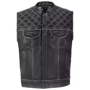 Gilet en cuir de vachette coupe-vent pour homme, fermeture à boutons en corne, pour utilisation en moto lourde, personnalisable, fabricant pakistanais - Product Image 1