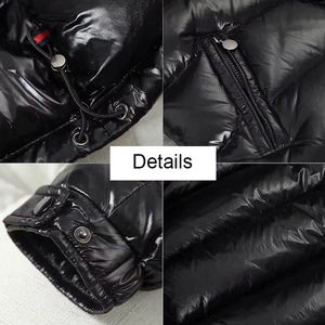 Chaqueta acolchada de calle alta con cuello levantado cálido a prueba de viento para hombres personalizada al aire libre OEM invierno brillante - Product Image 3