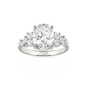 Jeulia Sterling <b>Silver</b> Oval Cut Moissanite Engagement <b>Ring</b> Fashionable <b>Solitaire</b> Inlay - Product Image 3