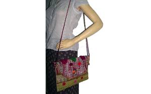 กระเป๋าคลัทช์ Banjara ผ้าฝ้ายความจุขนาดใหญ่ประดับกระจกด้วยซิปแบบพกพาสำหรับผู้หญิงอินเดียกระเป๋าใส่เอกสาร - Product Image 6