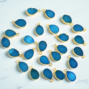 Forme de poire bleu clair Druzy 10x14 MM connecteur de breloque électrolytique en or de pierres précieuses pour la fabrication de bijoux - Product Image 1