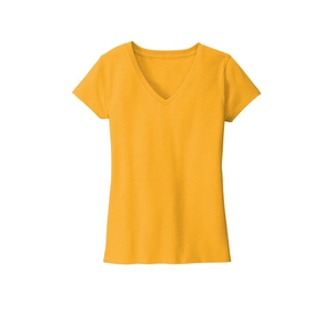 OEM Verano de moda cuello en V de manga corta de algodón al por mayor camiseta de Color sólido de las mujeres en blanco señoras logotipo personalizado camisetas - Product Image 2