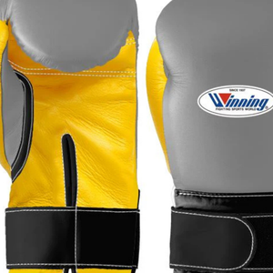 Gants de boxe professionnels en cuir gris, jaune et noir, avec fermeture velcro au poignet, pour l'entraînement et le sparring, pour hommes et femmes - Product Image 2